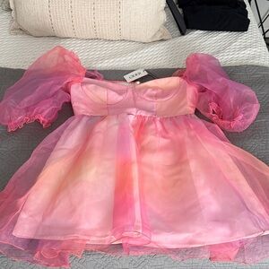 Cider Vibrant Pink Ombre Dress